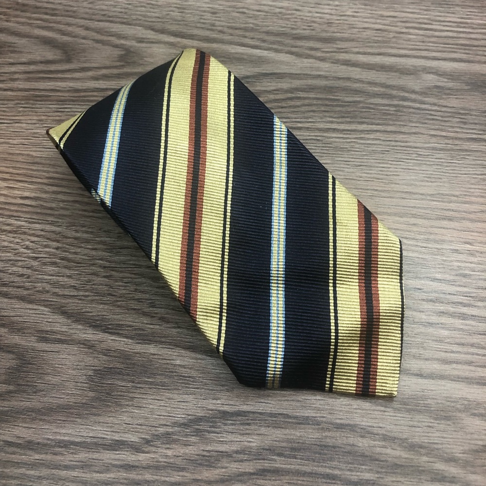 Andrew’s Ties Navy, Gold & Blue Stripe Tie